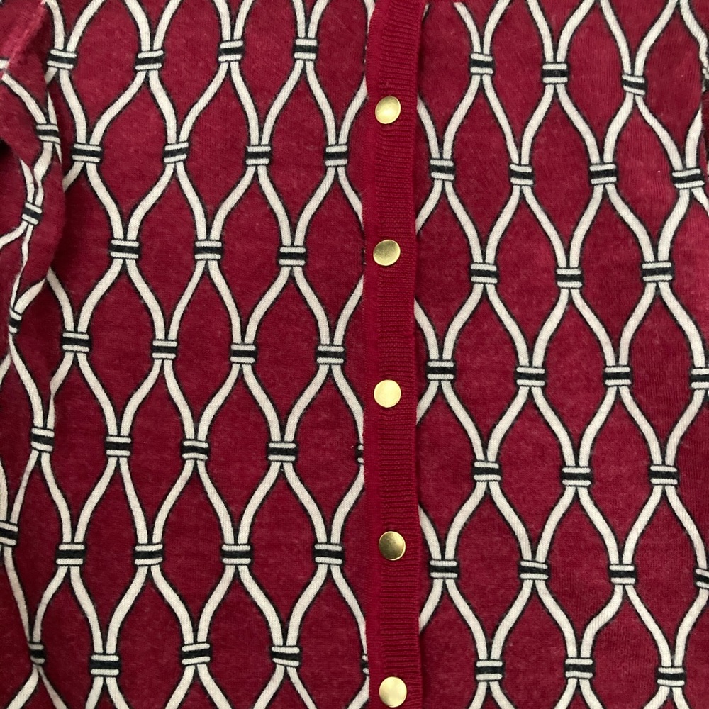 Maroon patterned cardigan from Talbots